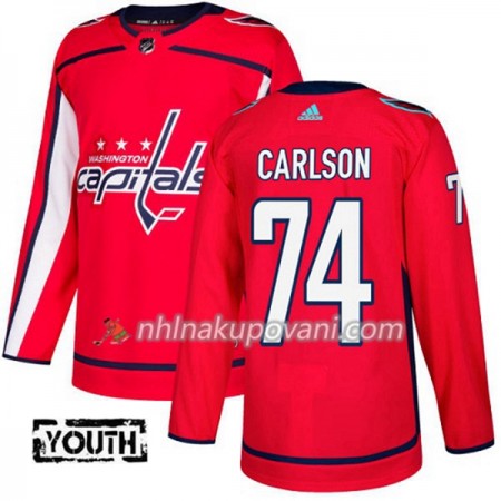 Washington Capitals Dresy John Carlson 74 Červená 2017-2018 Adidas Authentic - Dětské